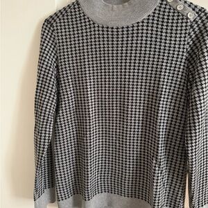 Calvin Klein Black and Gray Houndstooth Turtleneck Sweater Size S